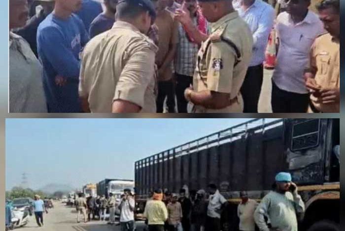 दुर्घटनाओं से नाराज ग्रामीणों ने बाईपास मार्ग एनएच 30 पर किया चक्काजाम